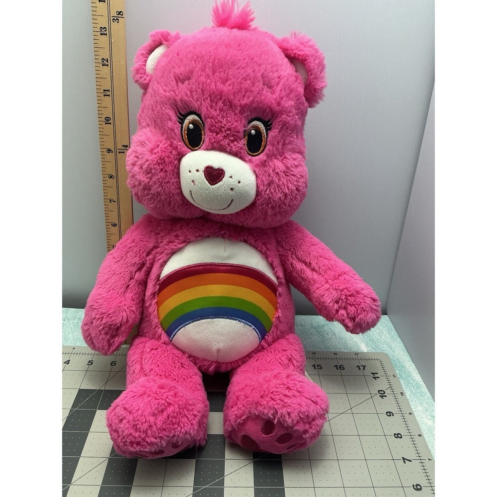 Build-A-Bear Care Bears Cheer Bear Pink Rainbow Plush Stuffed Animal 16 inch